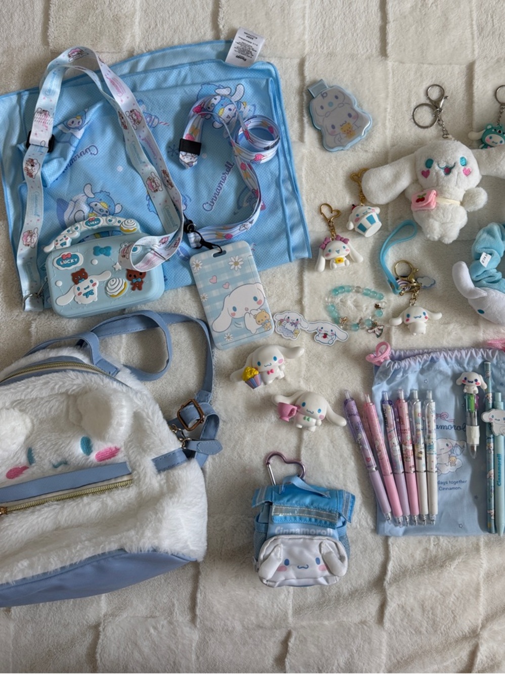 NWOT Sanrio Cinnamoroll Collection Lot - Plush Backpack, Keychains, Pens & more!